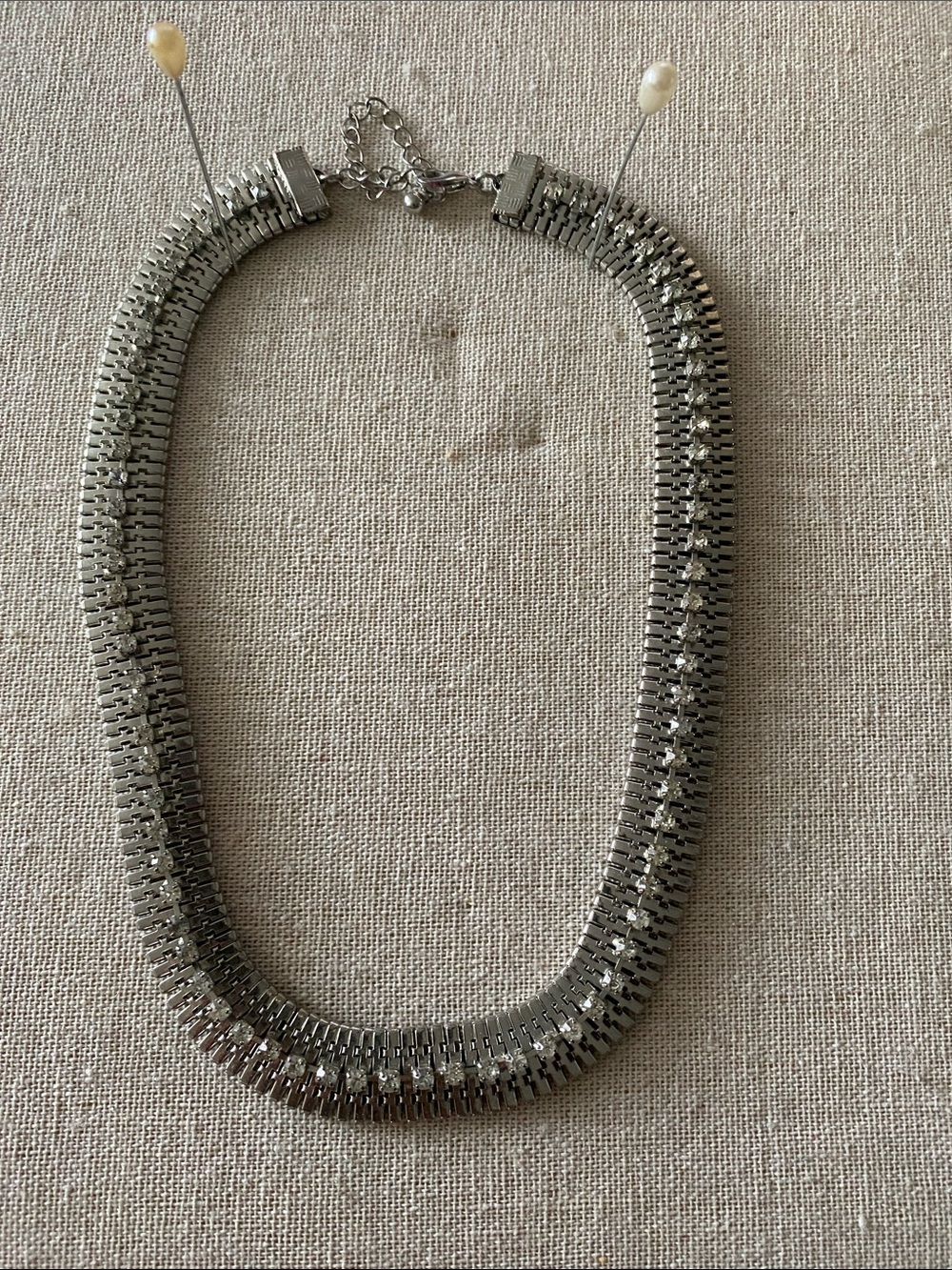 H&M Mainline Vintage-Style Rhinestone Zipper Choker (Jimmy Choo Era Archive)